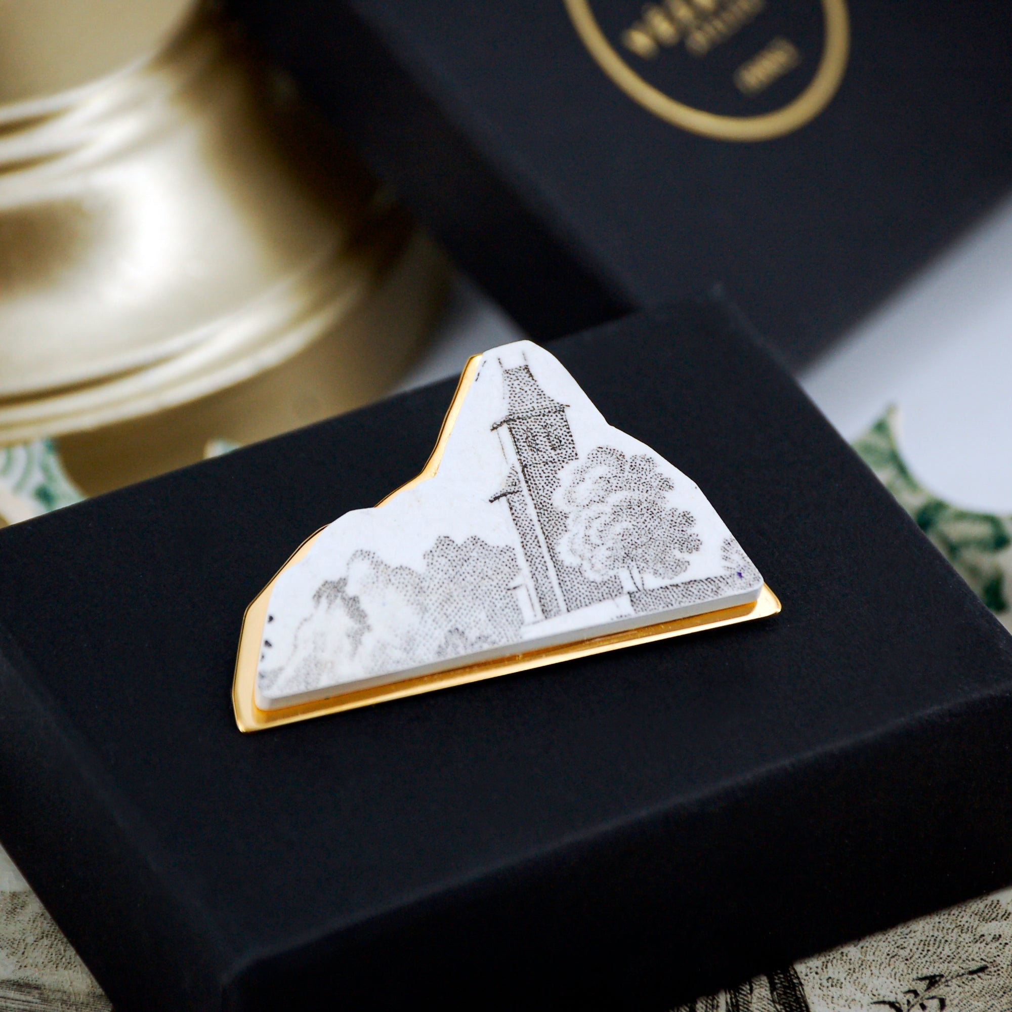 Broche "Paysage #1", finition or