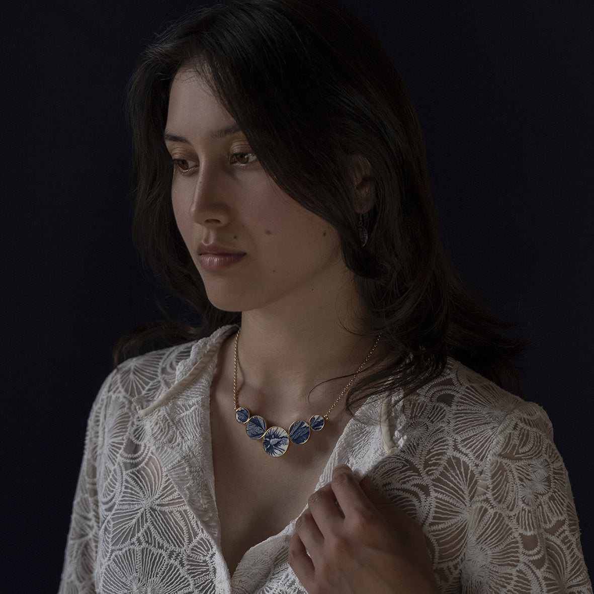 Collier "Hibiscus", finition or