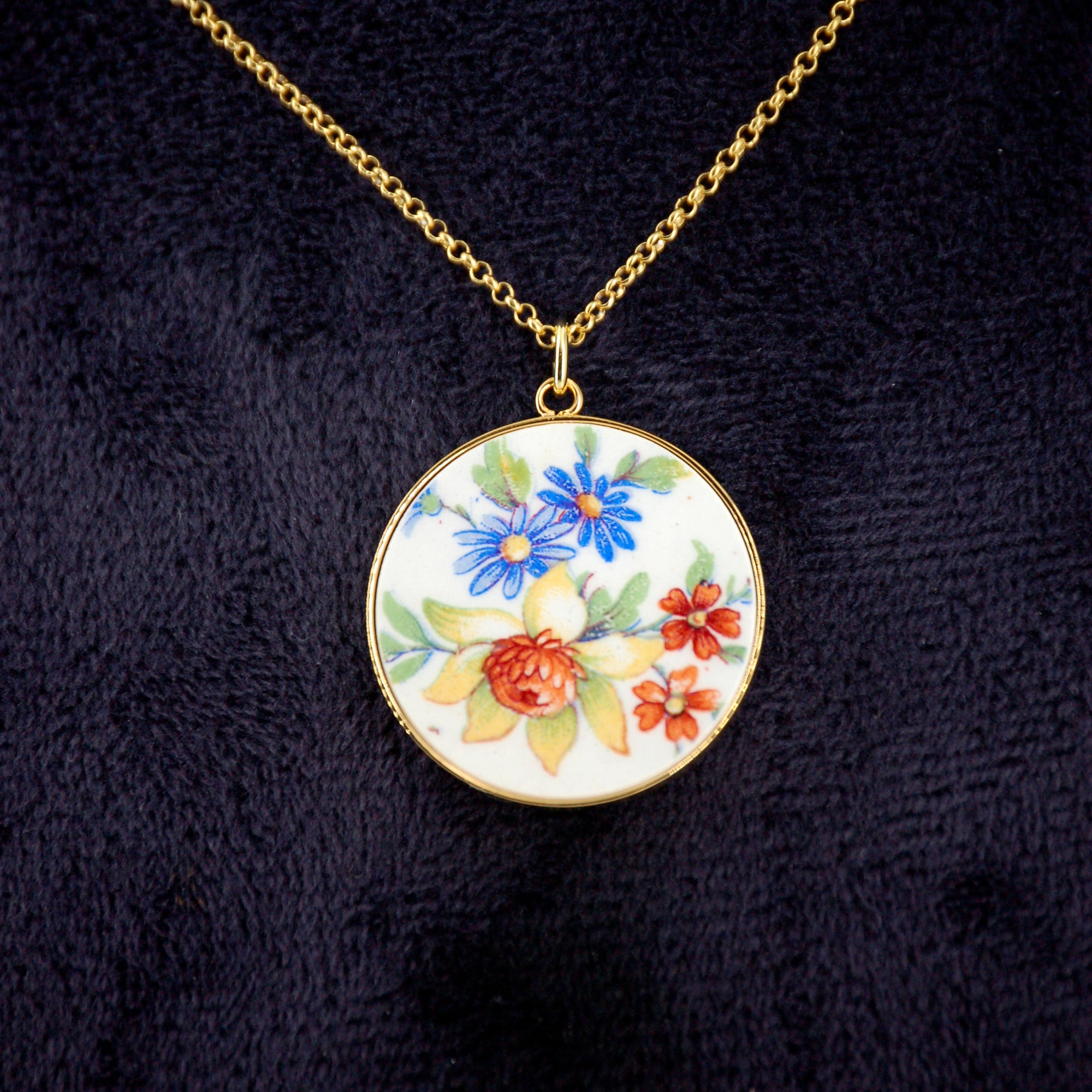 Pendentif "Bouquet de fleurs printanières", finition or