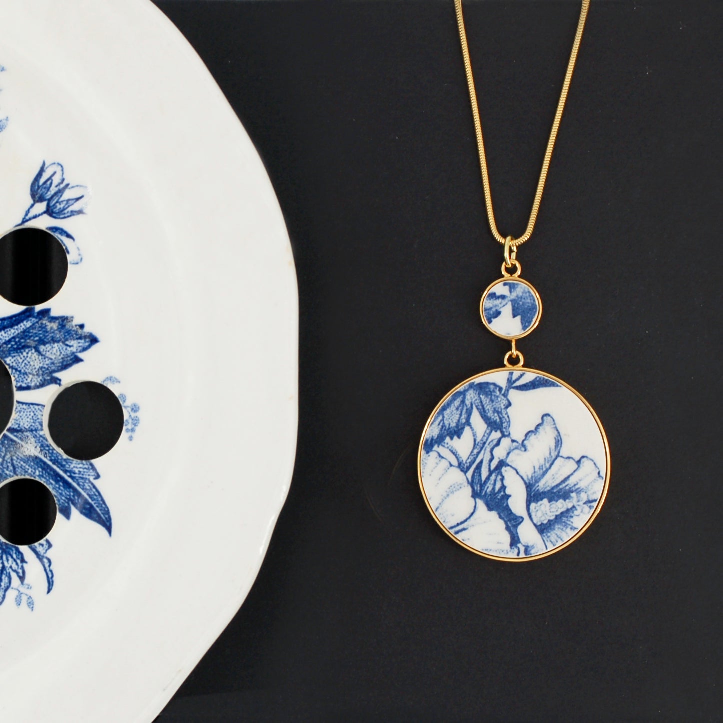 Pendentif "Fleur d'Hibiscus et son pistil", finition or