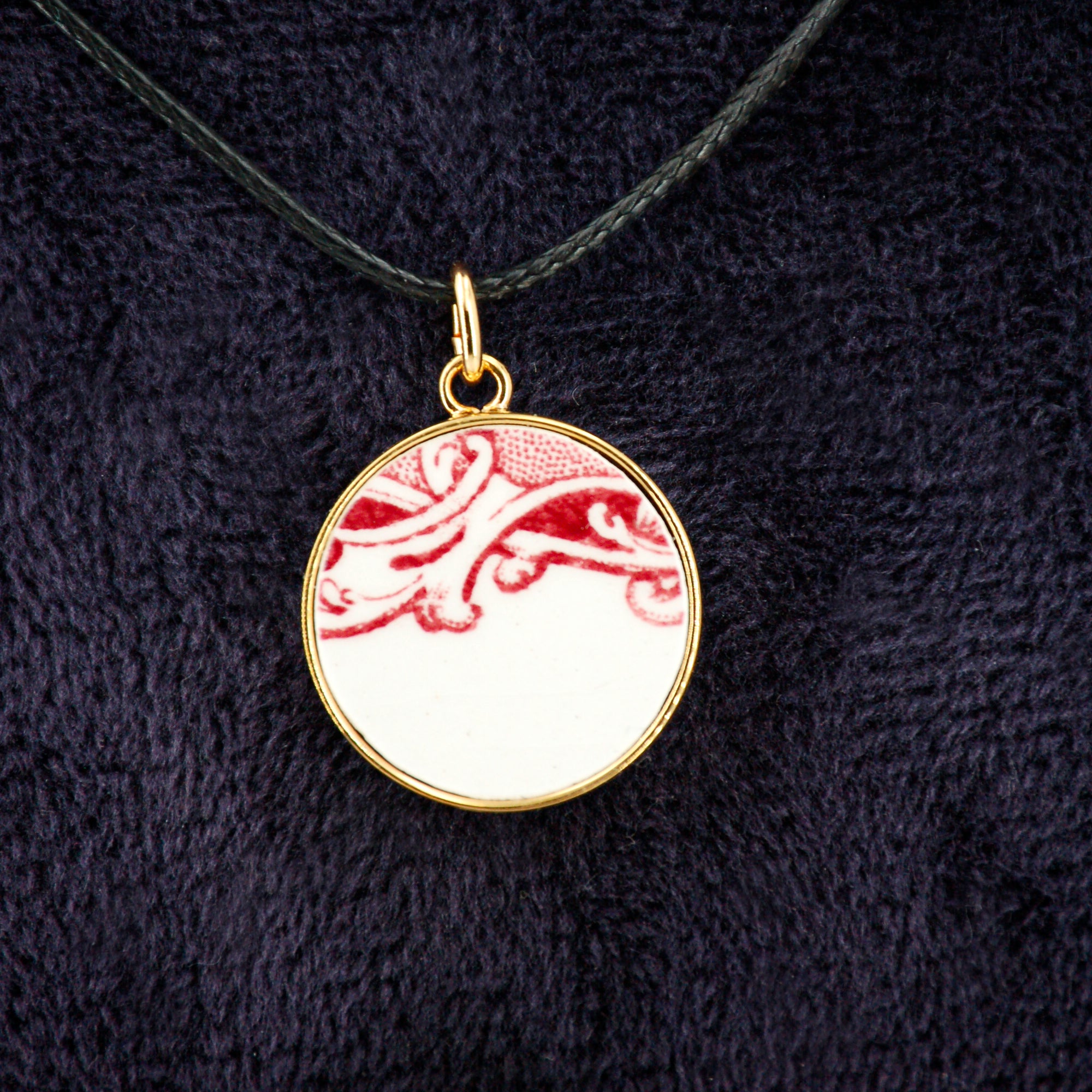 Pendentif "Volute roses", finition or