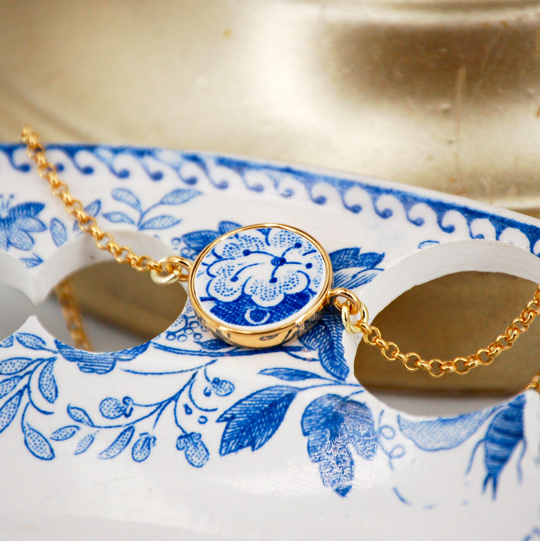 Bracelet ajustable "Fleur bleue"