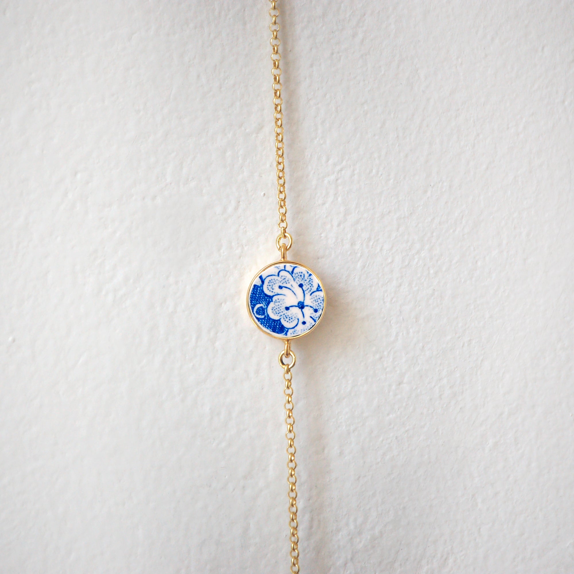 Bracelet ajustable "Fleur bleue"