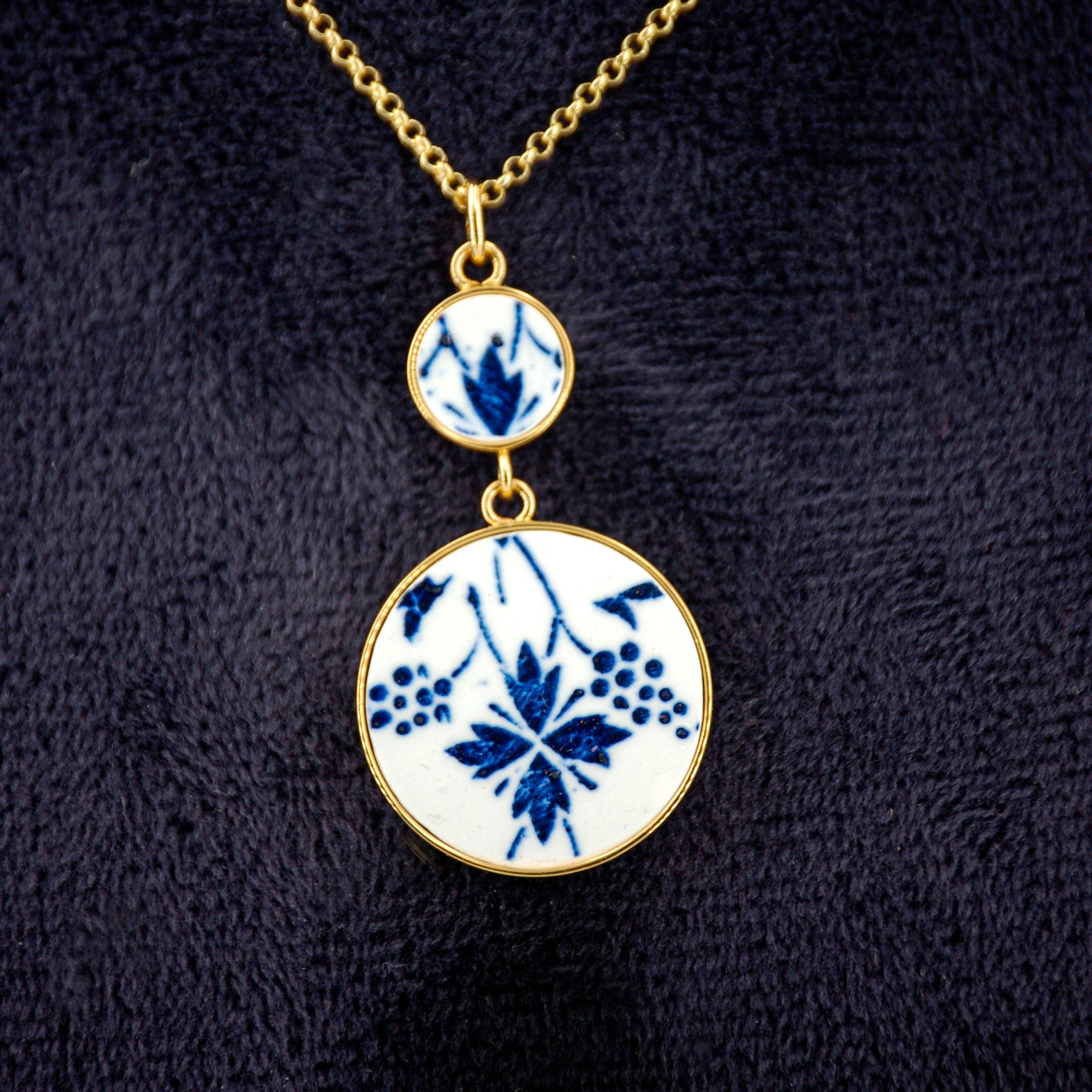 Pendentif "Les fleurs de Bleuet", finition or